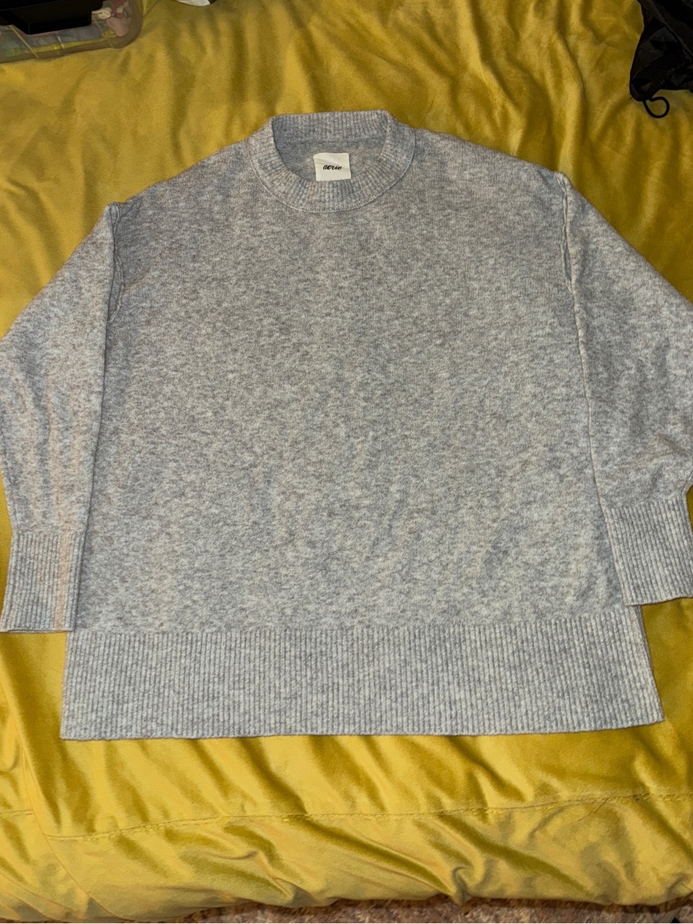aerie Heather Light Gray Crewneck Sweater